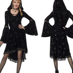 Spirit Celestial Coven Hooded Velvet Dress Witch Costume